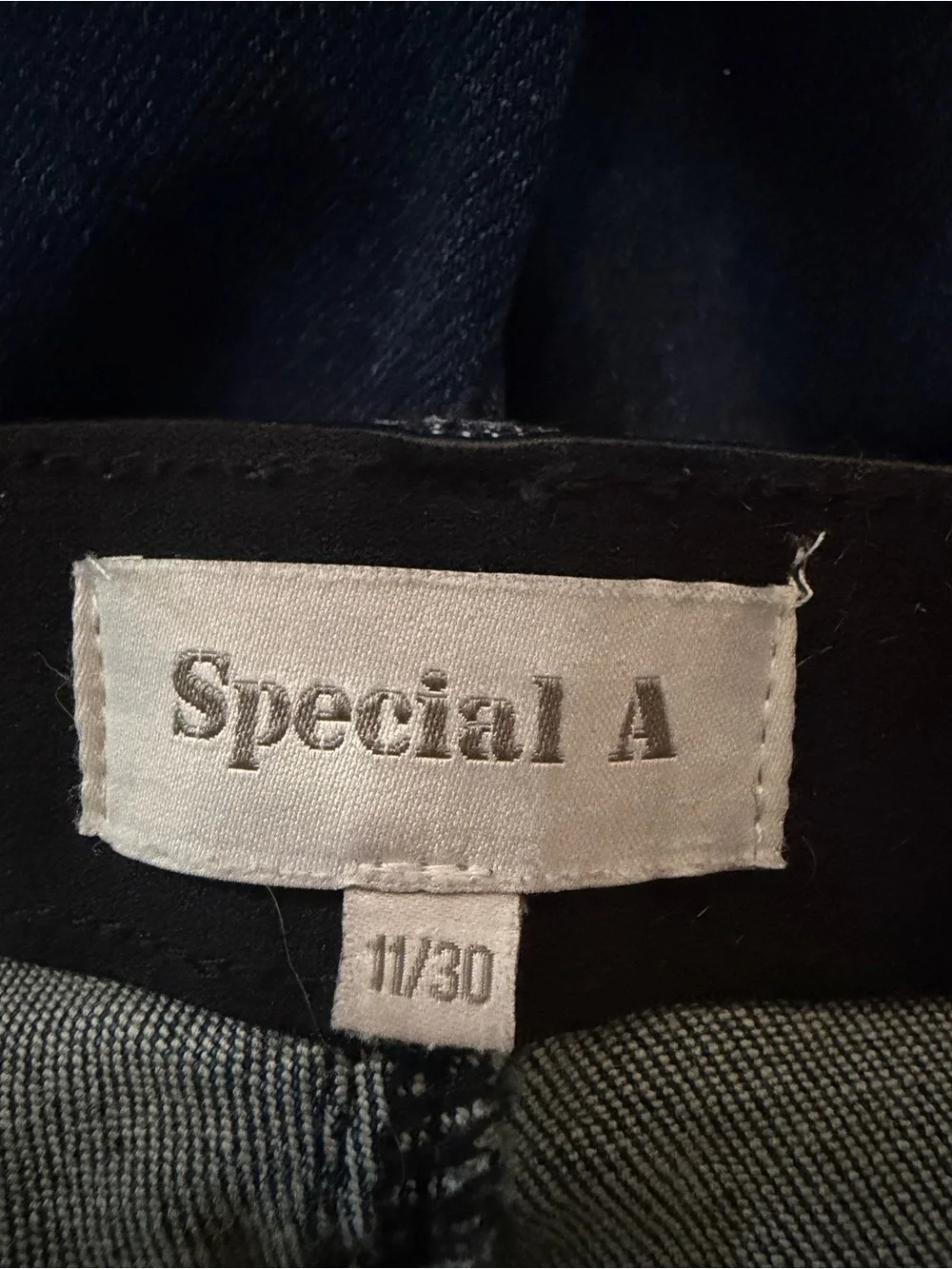 Special A Super Flare Jeans Size 11/30 Dark Wash Stretchy High Wasted Banded Hem